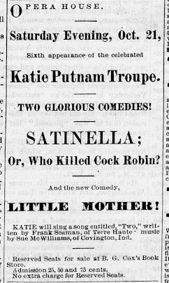 Terre Haute Daily Gazette, Volume 2, Number 122,Terre Haute, Vigo County, 21 October 1871