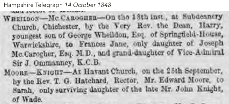 1848-Hampshire-Telegraph-Sarah-Knight-marriage-to-Edward-Moore